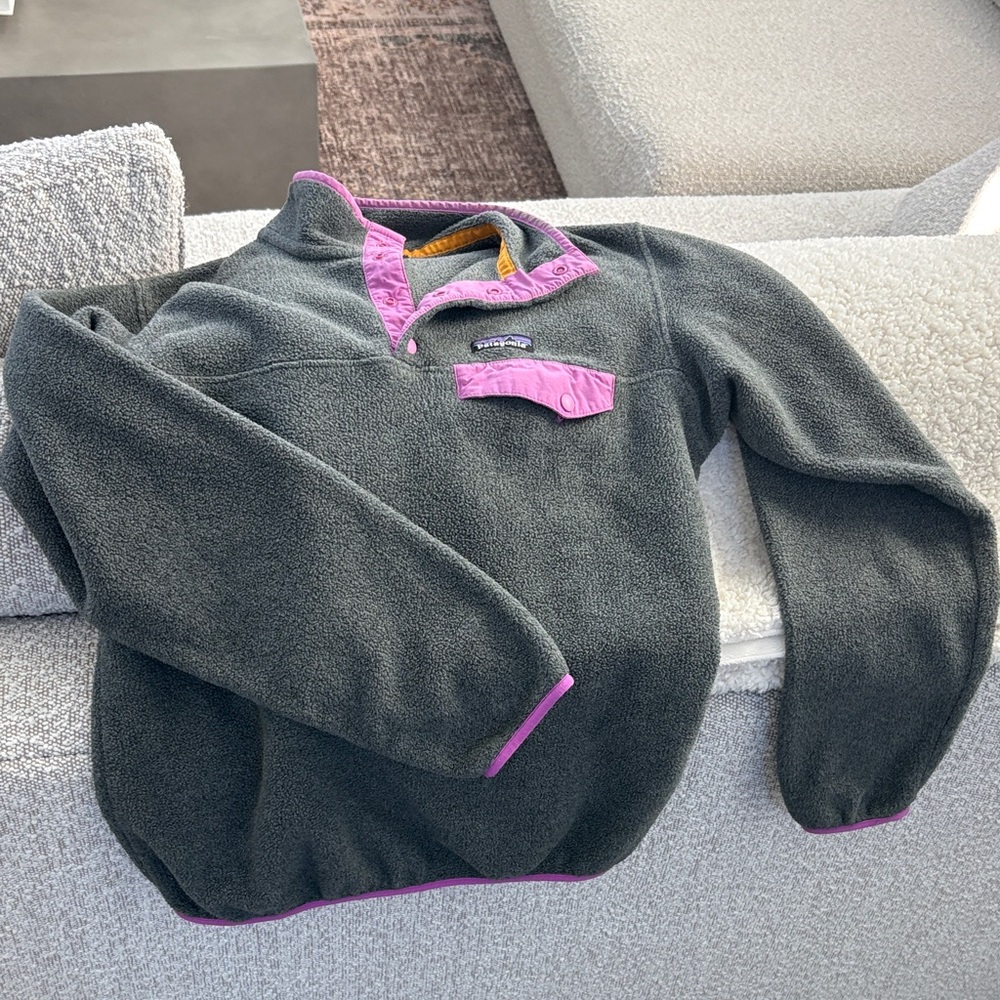 Patagonia Charcoal Fleece with Purple Accents